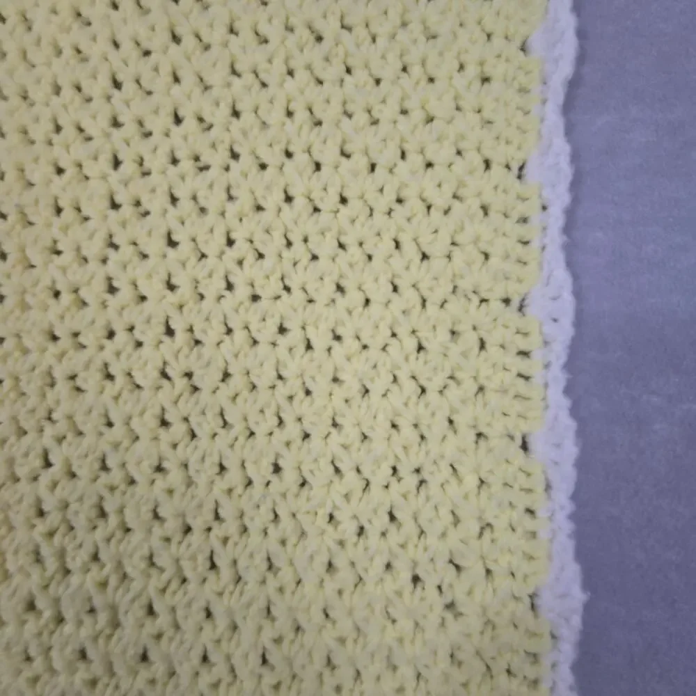 Crochet Baby Blanket Afghan Yellow with White Border Measures Approx 31x44